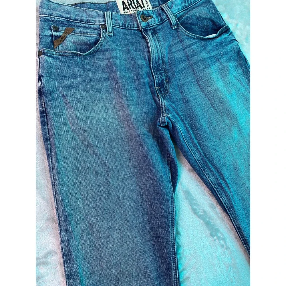 Ariat M4 Straight Leg Jeans Men 34x36 Blue Cowboy Rancher Trucker Workwear Tough